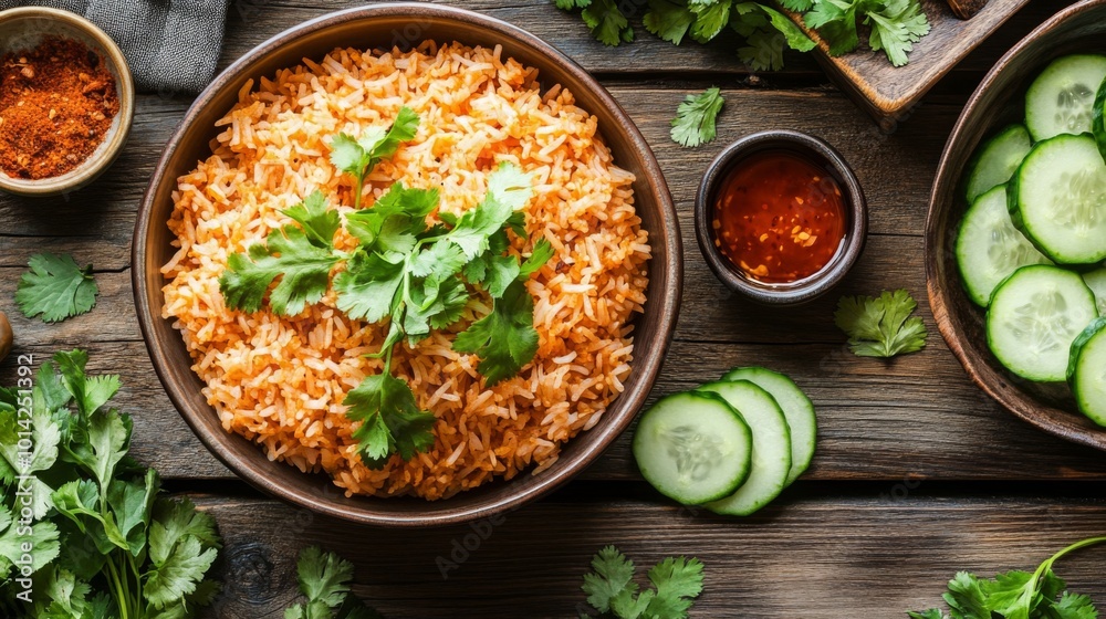 Vibrant Rice Dish with Fresh Ingredients and Herbs Vibrant Rice Dish with Fresh Ingredients and Herbs