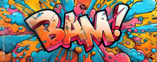 Wallpaper Mural Colorful pop art background with "BAM!" inside. Comic book elements, Dynamic visuals, Bright vector Torontodigital.ca
