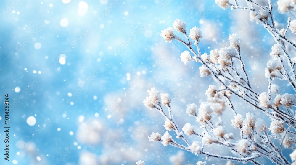 The background is a winter background with frozen and snowy branches of trees against a blue sky backdrop. Christmas or New Year concept. The background is a winter background with frozen and snowy branches of trees against a blue sky backdrop. Christmas or New Year concept.