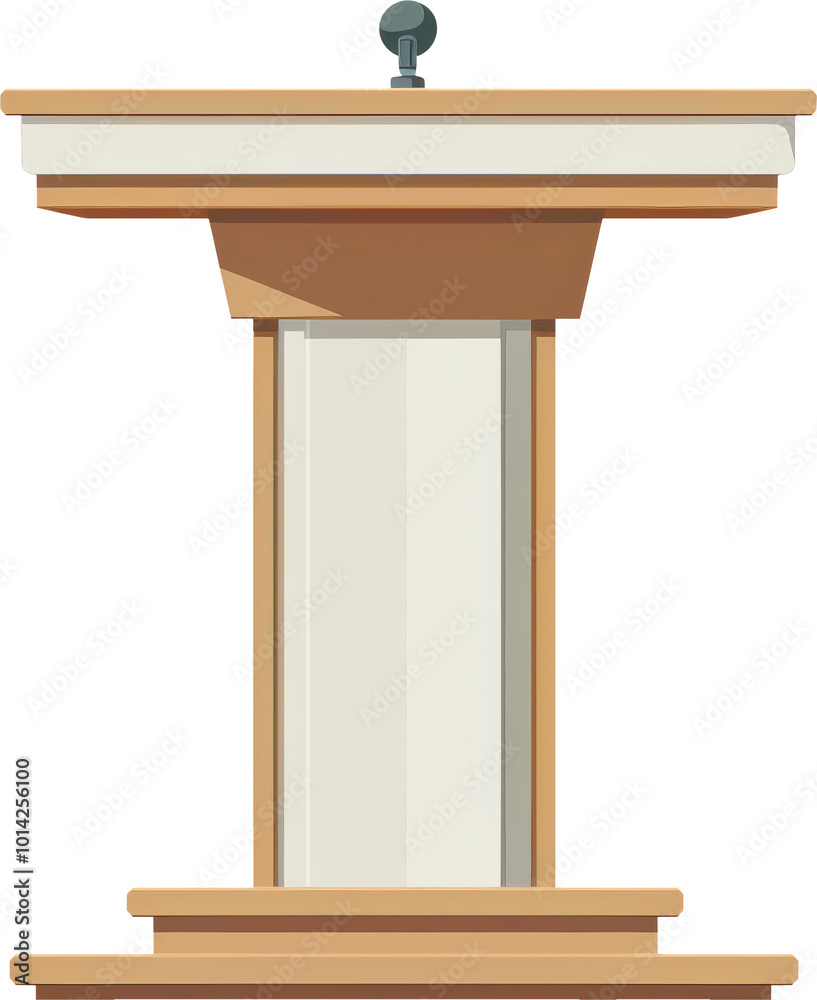 Wooden podium with mic
