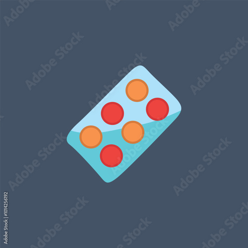 pill pack in flat vector design.