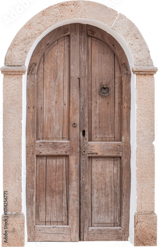 Old wooden door with arch