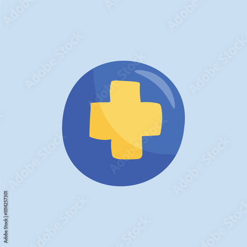 Circle medical sign in flat vector design.