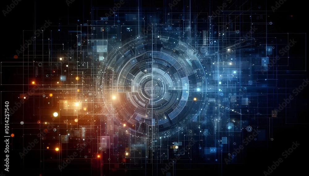 Obraz premium Digital abstract background. Can be used in the description of network abilities, technological processes, digital storages, science, education, etc.