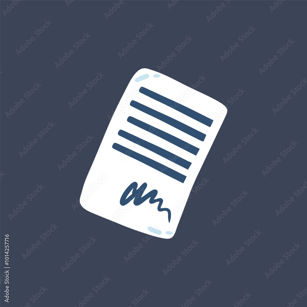 document with signature in flat vector design.