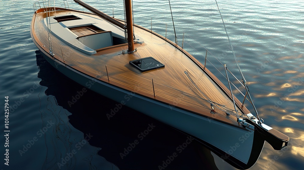 Classic Wooden Sailboat on a Calm Sea