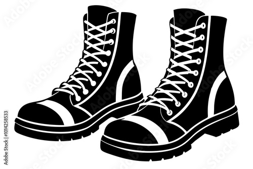 2 combat boot silhouette vector icon