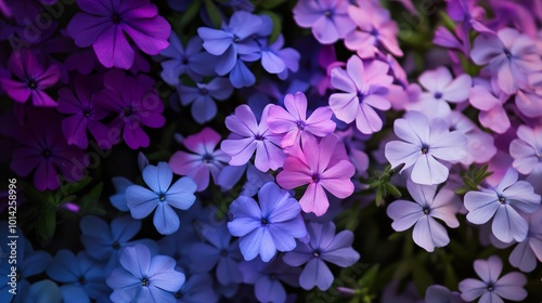 Purple, Pink, and Blue Flowers: A Close-Up View