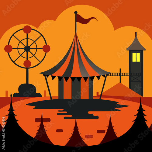 A spooky abandoned carnival