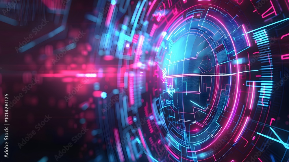 Fototapeta premium Futuristic Medical Hologram with Neon Glow and Translucent Background