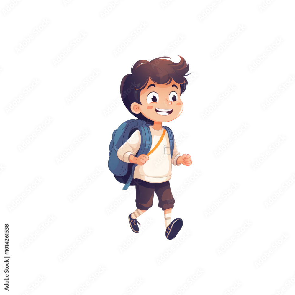 Smiling schoolboy in uniform and backpack running happily. Ideal for educational, back to school, energetic, active lifestyles, and childhood themes. Generative AI Smiling schoolboy in uniform and backpack running happily. Ideal for educational, back to school, energetic, active lifestyles, and childhood themes. Generative AI
