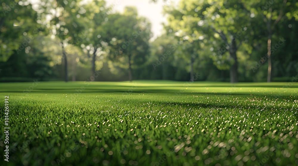 Scenic Golf Field Landscape: Lush Green Grass and Majestic Trees Scenic Golf Field Landscape: Lush Green Grass and Majestic Trees