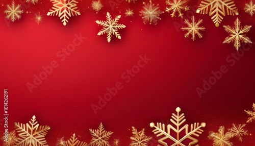 Gold snowflakes on red