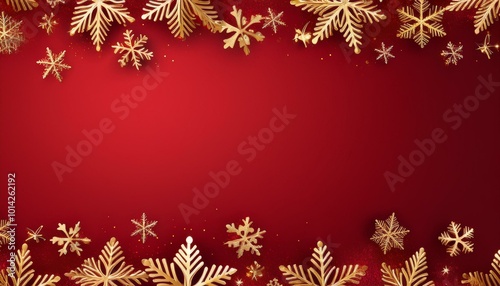 Gold snowflakes on red