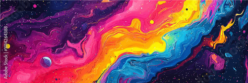 A colorful, vibrant doodle background with playful abstract patterns in a kidcore style. Perfect for creative and youthful designs.