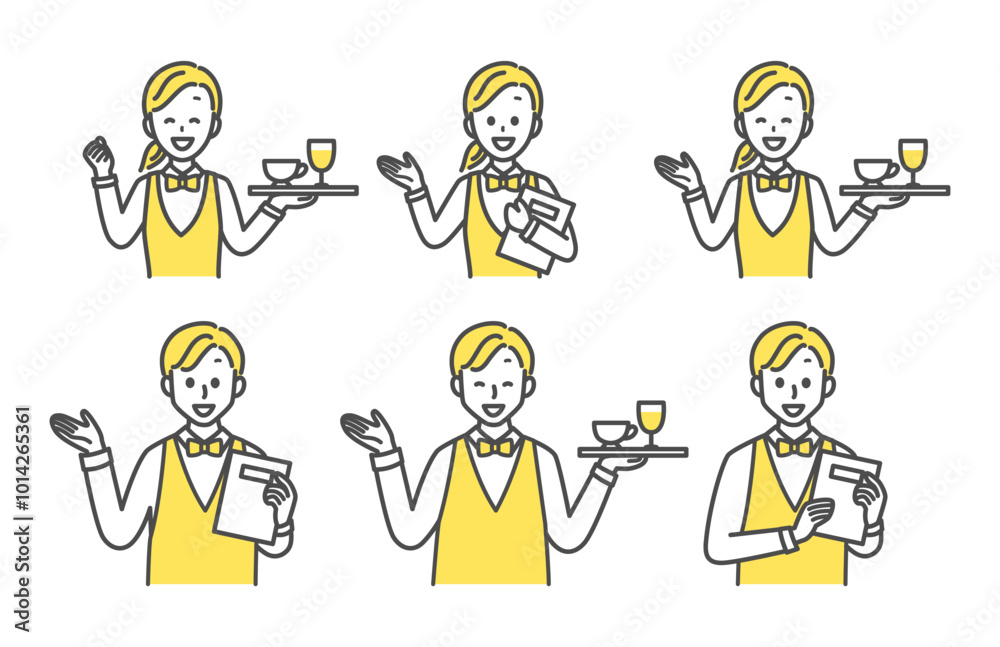 illustration of restaurant and coffee shop staff illustration of restaurant and coffee shop staff