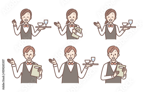 illustration of restaurant and coffee shop staff