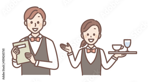 illustration of restaurant and coffee shop staff