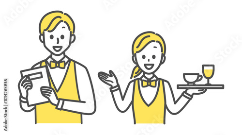 illustration of restaurant and coffee shop staff