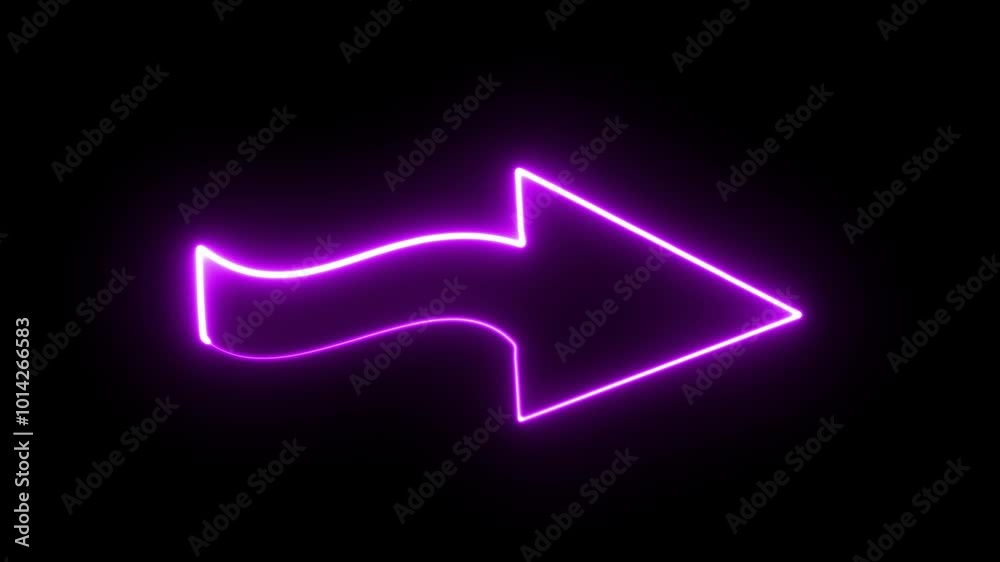 Neon Glowing Purple Arrow Icon on Dark Background Neon Glowing Purple Arrow Icon on Dark Background