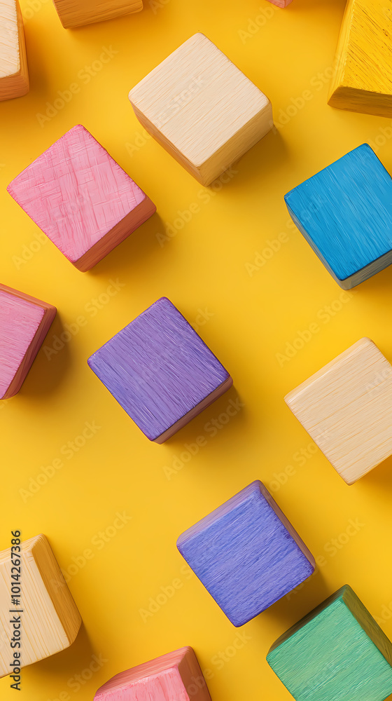 Creative arrangement of colorful wooden blocks Creative arrangement of colorful wooden blocks