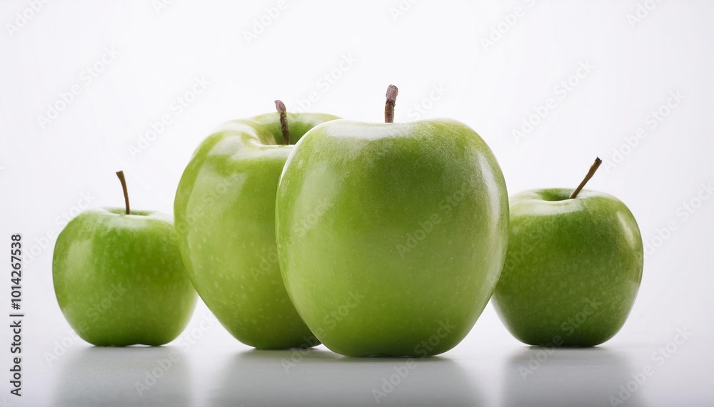 Green Apple on white background. Apple Fruit Isolated.