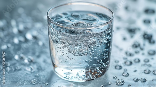 crystalclear glass of water with tiny droplets glistening on the surface set against a pristine white background emphasizing purity and simplicity