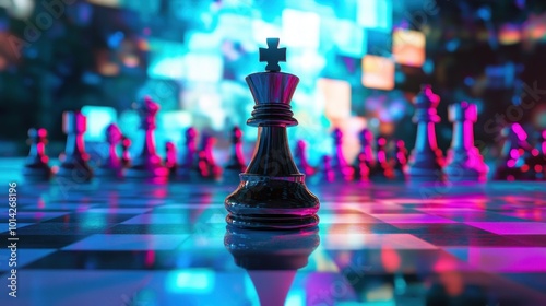 Chess King in Neon Lights