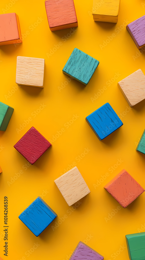Creative arrangement of colorful wooden blocks Creative arrangement of colorful wooden blocks