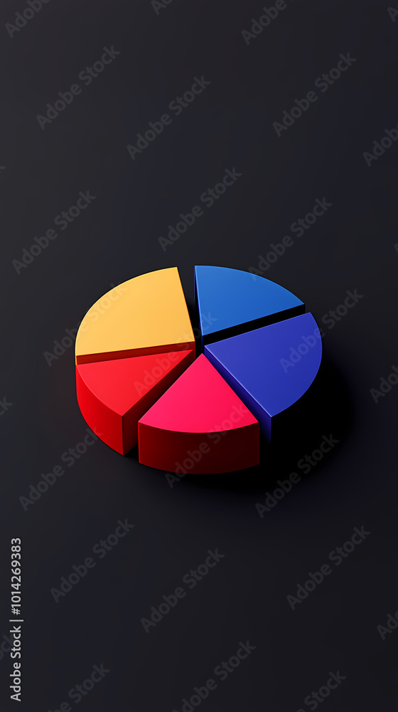 Obraz premium Statistical data display with colorful pie chart