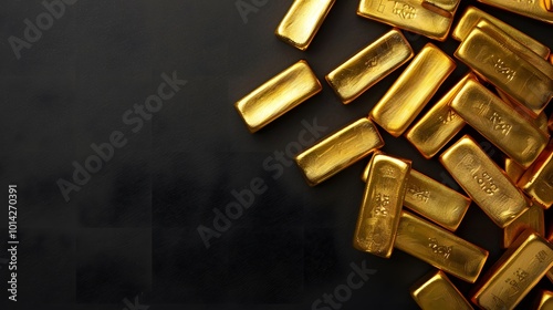 Luxury Gold Bars on Black Background with Ample Copy Space for Text