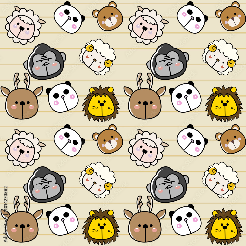 Obraz premium Cute animal cartoon background images with soothing colors are suitable for general graphic design and printing. They can be modified as desired.