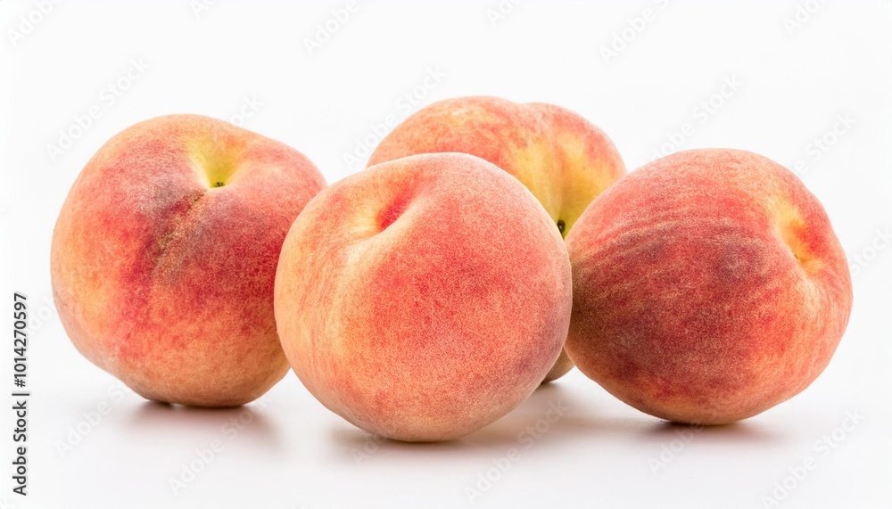 Peach on white background. Peach Fruit Isolated.