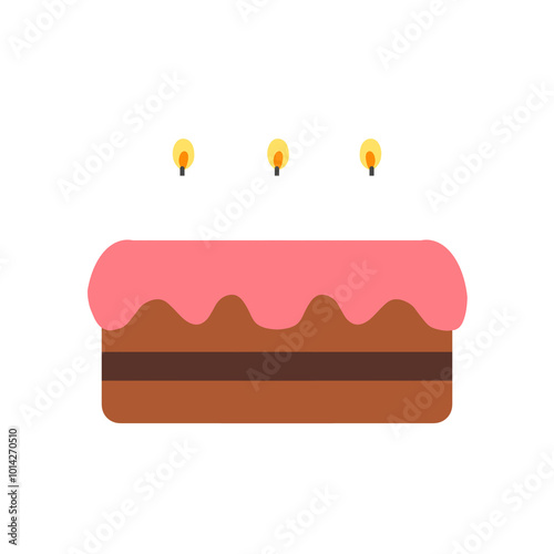 birthday cake with candles illustration flat style vector isolated on white and transparent background