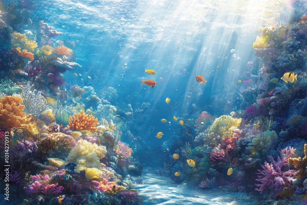 Naklejka premium Vibrant Underwater Paradise