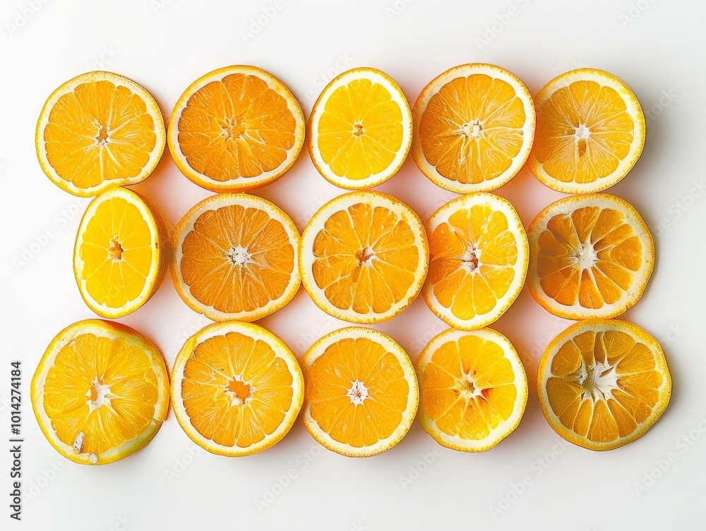 Fresh and Sliced Oranges on a White Background Fresh and Sliced Oranges on a White Background