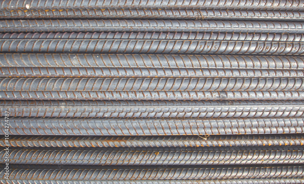 Old rusty steel bars for construction design