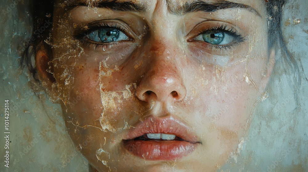 A portrait captures a face in profound distress, revealing the subtle nuances of intense emotion. A portrait captures a face in profound distress, revealing the subtle nuances of intense emotion.