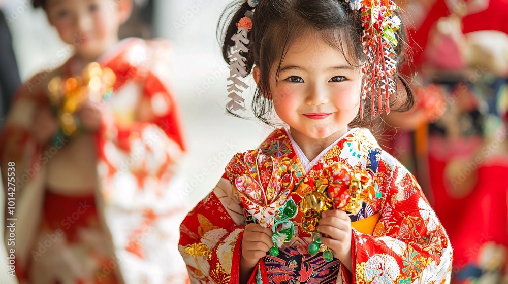 The celebration features a joyful child in a vibrant traditional outfit, proudly holding a decorative lantern that reflects cultural heritage.