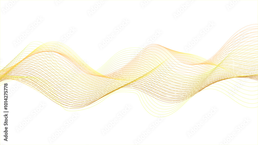 Fototapeta premium Wavy abstract orange lines in wave shape, abstract background with yellow and orange waves, Dynamic and modern digital art with a flowing design.