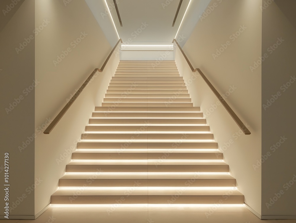 Minimalist Staircase with Subtle Illumination Minimalist Staircase with Subtle Illumination