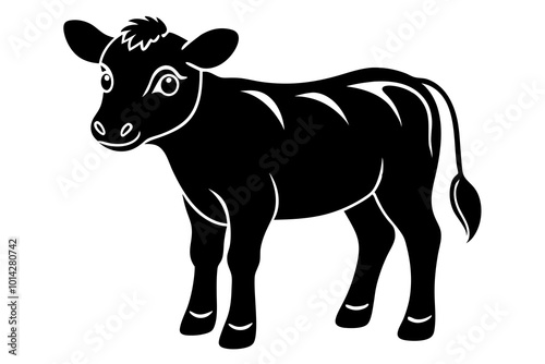 cute baby cow  silhouette vector icon