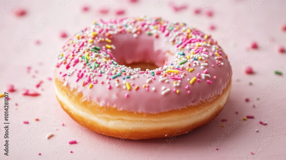 donut with sprinkles on a pink background donut with sprinkles on a pink background