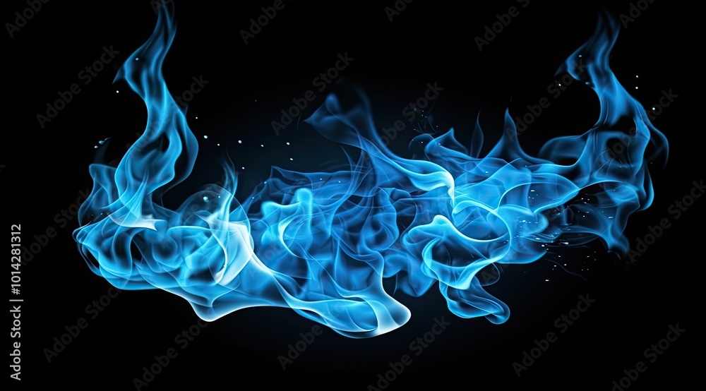 Abstract blue fire flames on a black background Abstract blue fire flames on a black background