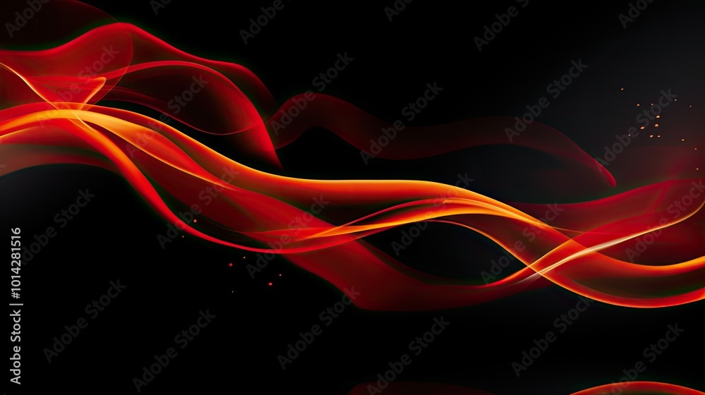 Abstract red and orange wavy lines on black background. Abstract red and orange wavy lines on black background.