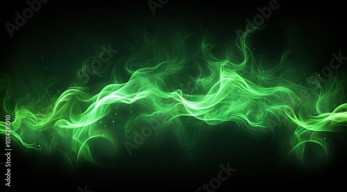 Abstract green flame on a black background.