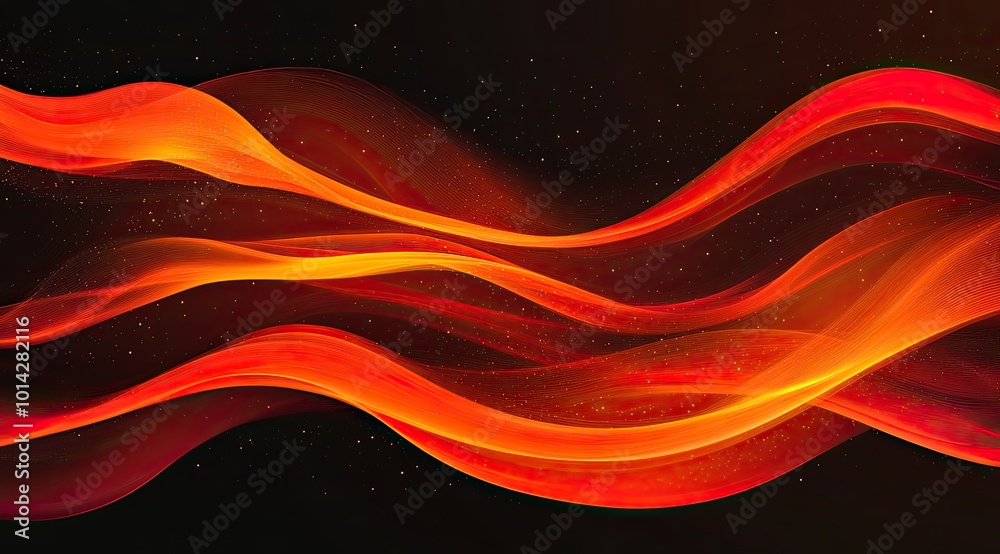Abstract fiery wave pattern in shades of red and orange against a black background.