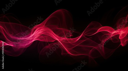 Abstract red wave flowing on black background. Design element for various uses.