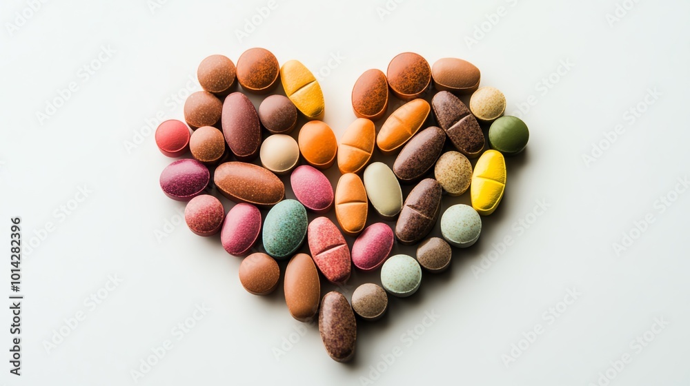 Colorful candies arranged in a heart shape, white isolated background. Colorful candies arranged in a heart shape, white isolated background.