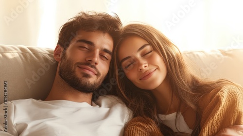 Couple Relaxing Together on a Sofa